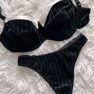 Victoria’s Secret Rare velour tuxedo bra & thong set